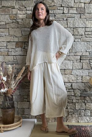Conrad Grunge Loose Cotton Knit Panna Cotta